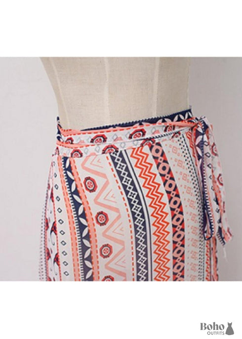 Falda bohemia asimétrica rosada